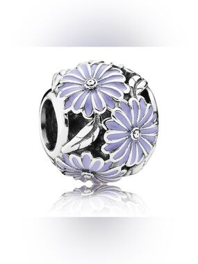 Authentic Pandora Retired Daisy Meadow Lavender Enamel S925 Ale Sterling Charm